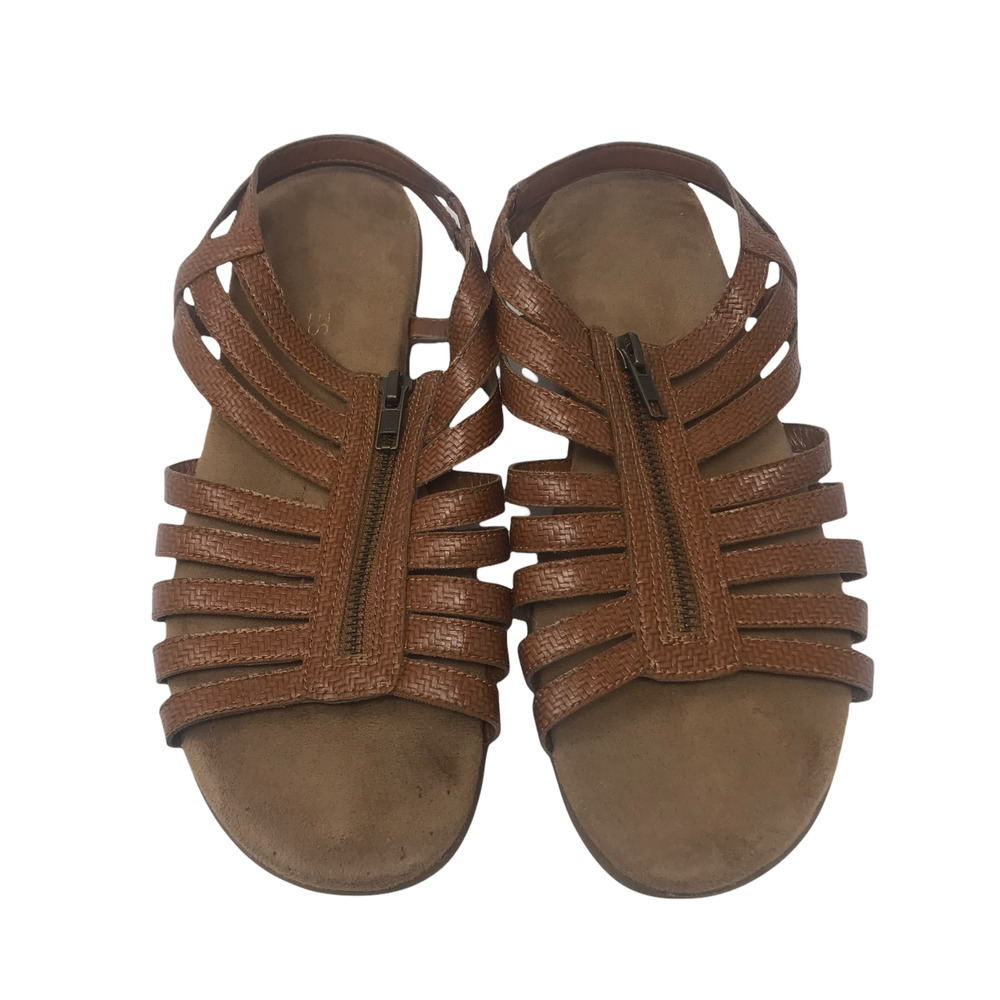 Aerosoles Brown Zipper Strappy Ankle Buckle Sandals Women Sz 9.5
